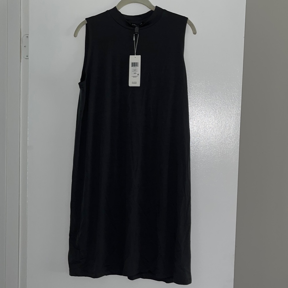 NWT Eileen Fisher grey mock neck shift dress